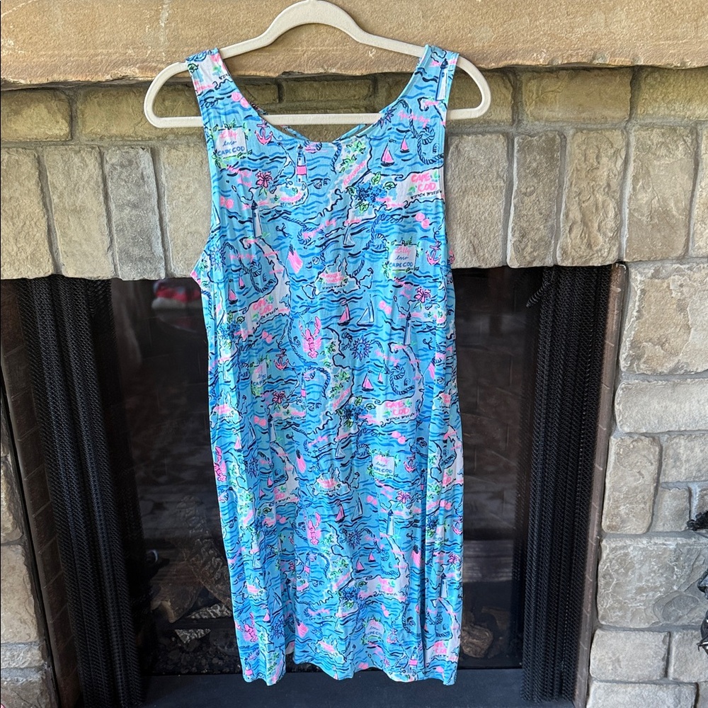 Lilly Pulitzer Kristen Swing nautical Dress in Bali Blue Lilly Loves Cape Cod L